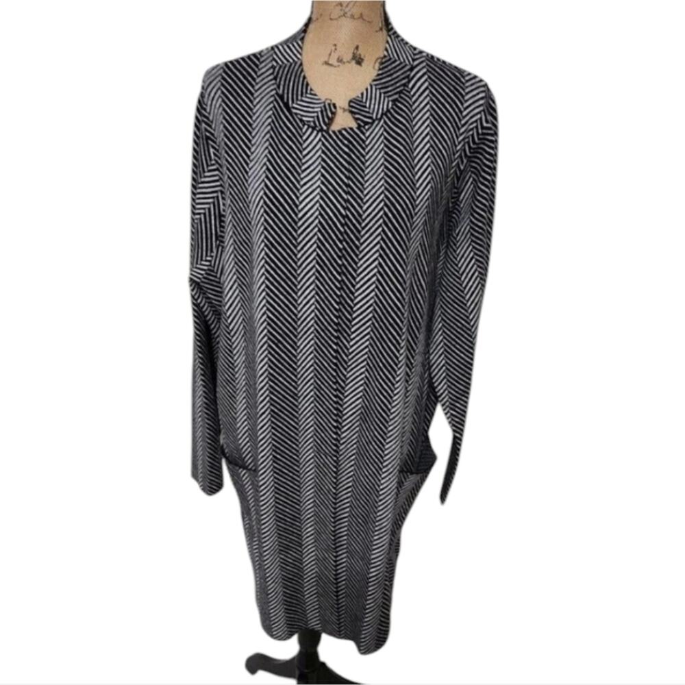 TAHARI Chevron striped heavy weight cardigan long coatigan plus size 3X New